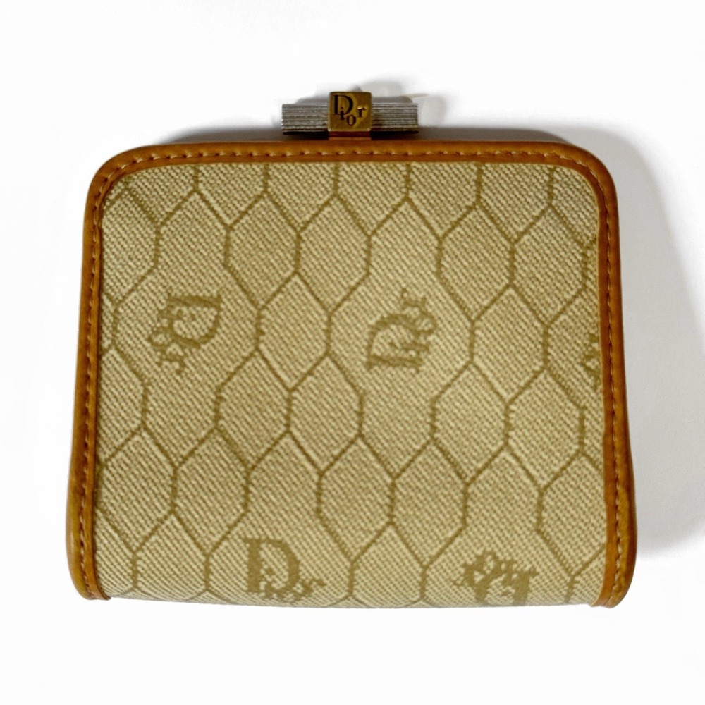 Vintage Christian Dior Honeycomb Pattern Frame Coin Kisslock Wallet Rare